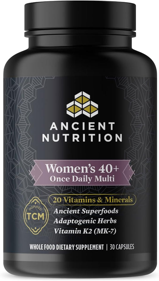 Ancient Nutrition Multivitamin for Women, Ancient Multi Women's 40+ Once Daily Vitamin Supplement, Vitamin B, Vitamin C and Vitamin K2, Folate and Iron Supplement, Supports Bone Health, 30ct