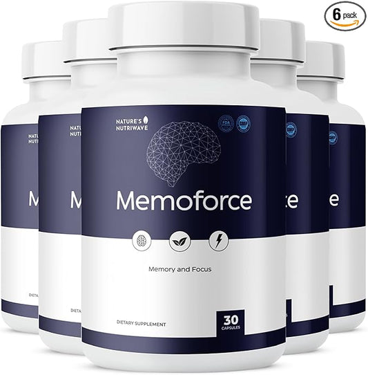 MemoForce - Natural Supplement with Ginkgo Biloba, Bacopa Monnieri for Brain & Memory Support | Non-GMO, Stimulant-Fre | Made in The USA, GMP-Certified | 30 Capsules - 6 Month Supply