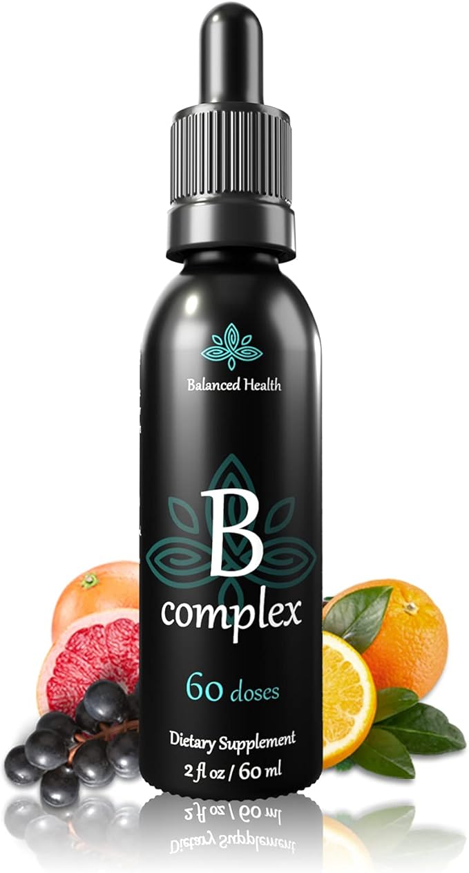 Vitamin B-Complex Drops, 2oz, 60 Doses, All 8 B-Vitamins, Immune Energy Support Supplement Non GMO Vegetarian Safe