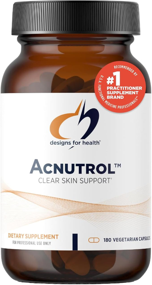 Designs for Health Acnutrol Clear Skin Support Pills - Pantothenic Acid + 50000 IU Vitamin A, Vitamins D + E, Carnitine + Minerals - Non-GMO + Soy Free Oral Supplement (180 Capsules)
