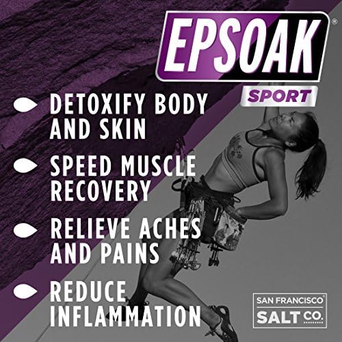 Epsoak Sport Lavender Epsom Salt for Athletes - 5 lbs. Soothing Therapeutic Soak with Lavender Essential Oil