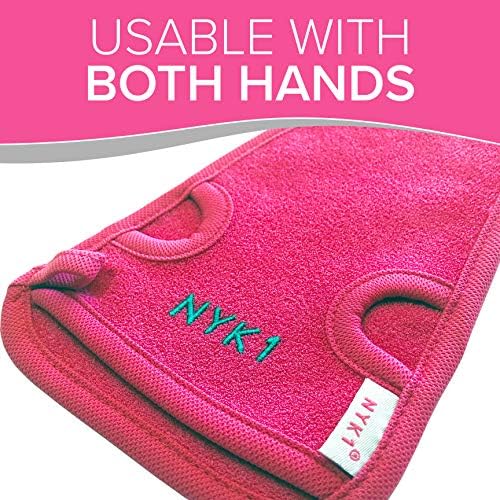 Dead Skin Exfoliating Mitt Deep Pore Cleansing Exfoliating Glove (Pink, Large) at Home Microdermabrasion Dead Skin Remover for Body - Natural Plant Fibre Shower Gloves Exfoliating for Women and Men