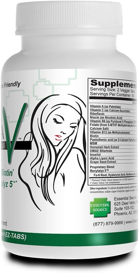 Bonita V Vegan Hair Nails and Skin Vitamins for Women - 20 Active Ingredients Including Biotin - Stronger Nails, Healthy Skin, Hair Growth - 180 EZ-TAB Veggie Tablets