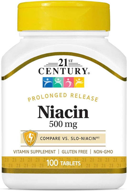 21st Century Niacin 500 mg Prolonged Release Tablets, 100 Count (27474)