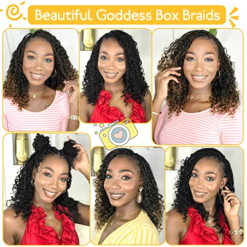 Fulcrum Goddess Box Braids Crochet Hair 12 Inch, 9 Packs Box Braids Crochet Hair for Women, Crochet Braids with Curly Ends (12Inch, T30#)