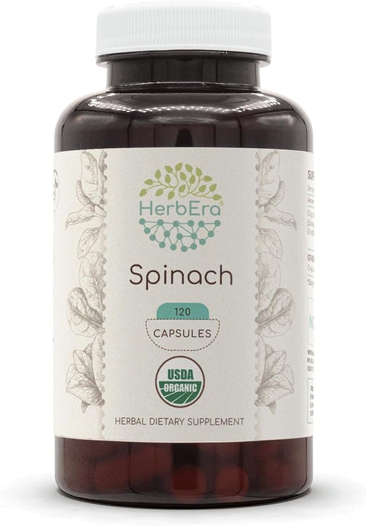 Spinach USDA Organic 120 Capsules | Natural Herbal Supplement | Certified Organic Vegetarian Capsules and Organic Spinach (Spinacia oleracea) Dried Leaf (120 Capsules)