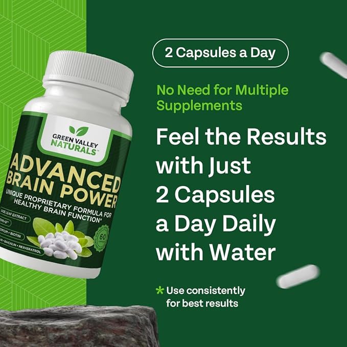 Advanced Brain Power - Supports Healthy, Normal Brain Function, Focus and Concentration, clinically formulated to Support Healthy Brain Clarity. (1 Bottle, 60, Count)