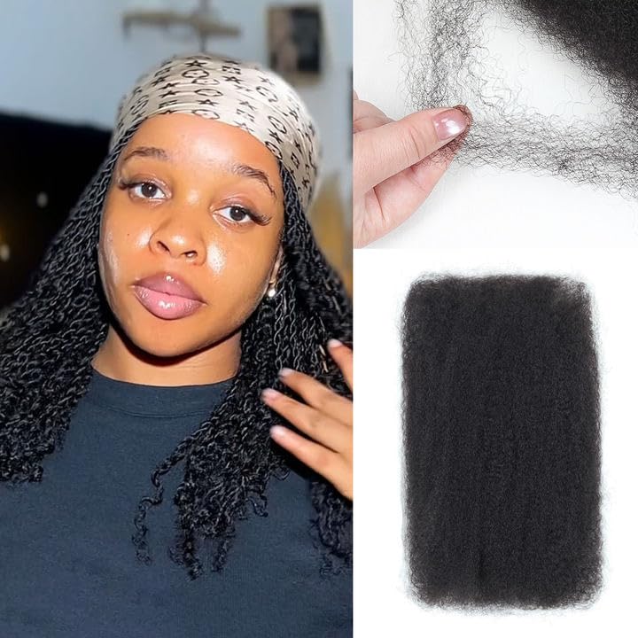 Afro Kinkys Bulk Human Hair, 16 inch 50 Gram 4c Curly Hair for Permanent Sister Locs/Mini Twists/Braids Can Dye and Bleach (Natural Black, 16 Inch)