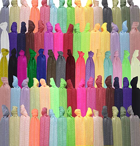 79STYLE 100Pcs No Crease Hair Ties For Women Fabric Hair Ties Cloth Ribbon Hair Scrunchies Knotted Ponytail Holders. Yoga Twist Flat Hair Bands Bulk Elastic Hair Ties Bracelet Grils (Mutil-20Colors)