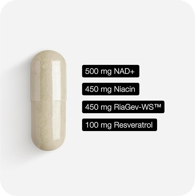 Toniiq Ultra High Strength 1500mg NAD+ Supplement - Clinically Studied Ingredients with Patented RiaGev-WS™, Resveratrol, and Niacin - 60 Capsules