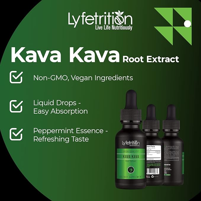 Kava Kava Root Extract With Active Kavalactones 540mg, 220 Servings, Cruelty-Free, Easy-to-Consume Liquid Drops, Quick Absorption, GMP-Certified, Third-Party Tested, Non-GMO, Made in USA