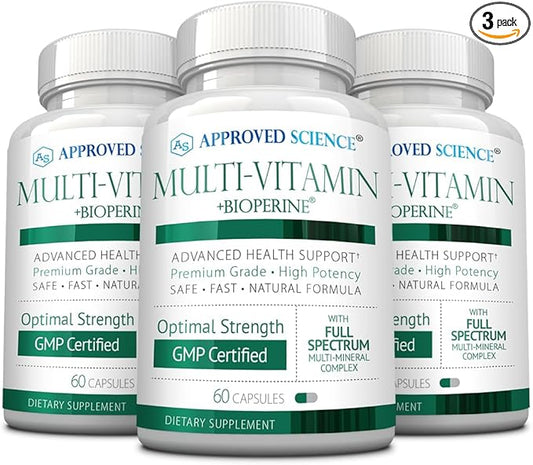 Approved Science Multi-Vitamin - with Full-Spectrum B-Vitamins, Green Tea, Lutein, Lycopene, Zeaxanthin, BioPerine - 60 Capsules - 3 Month Supply