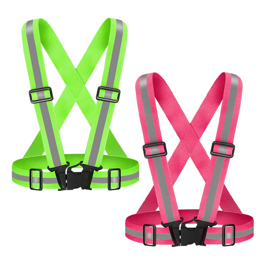 Fepdiu High Visibility Reflective Vest 2Pack Safety Vest Running Reflective Gear Adjustable Reflective Vest for Walking,Jogging,Hiking,Night Cycling