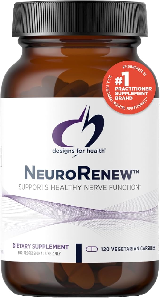 Designs for Health NeuroRenew - 5-MTHF with Vitamin B6 (p-5p), Methyl B12, Acetyl L-Carnitine, B1 (Benfotiamine) + More - Supports Healthy Nerve Function - Non-GMO Supplement (120 Capsules)
