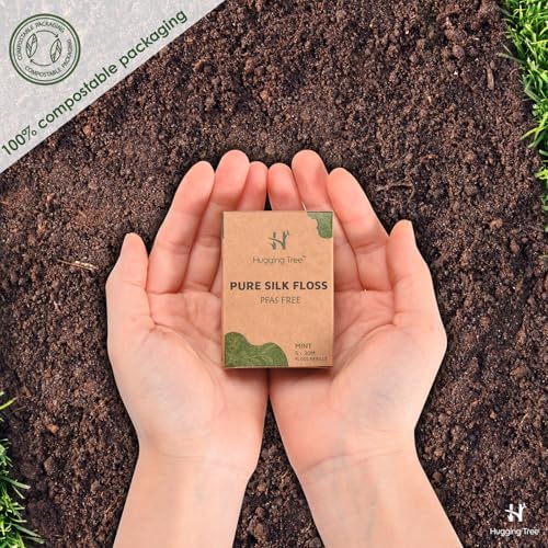 Natural Silk Dental Floss Refills | PFAS Free Dental Floss | Zero Waste Biodegradable | Mint (5 Pack, 33 Yards Each)