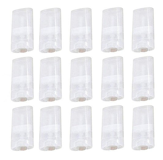 20 Pcs 15Ml Clear Empty Plastic Oval Deodorant Containers Lipstick Lip Balm Tubes 0.5 Oz Oval Twist-Up Refillable Tubes Bpa Free
