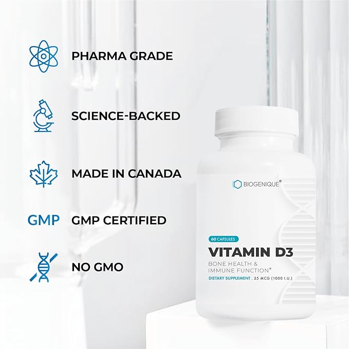 Naturals Vitamin D3 1000 IU, for Healthy Bones and Teeth, Maintenance of Good Health, 60 Vitamin D3 Capsules Helps Prevent Vitamin D Deficiency - Non-GMO, Gluten and Diary Free