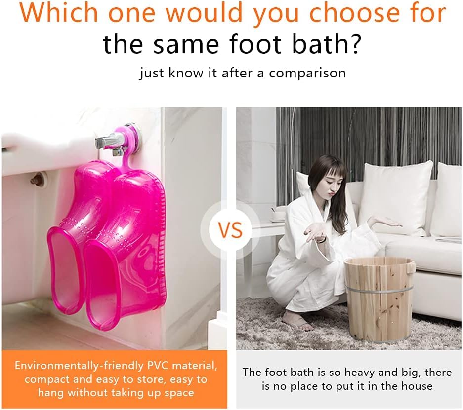 Massage Foot Bath Shoes Portable Massage Foot Bath Shoes Foot Spa Shoes Pedicure PVC Pink Tall Foot Spa Shoes For Foot Massage Foot Soak Releax Yourself As A Gift for Your Family Friends