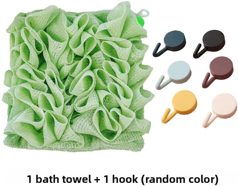 Soft Washable Towel Loofah 2 in 1 Loofah Sponge Washcloth for Exfoliating for Bath Wash Face Loofah Combo (Khaki)