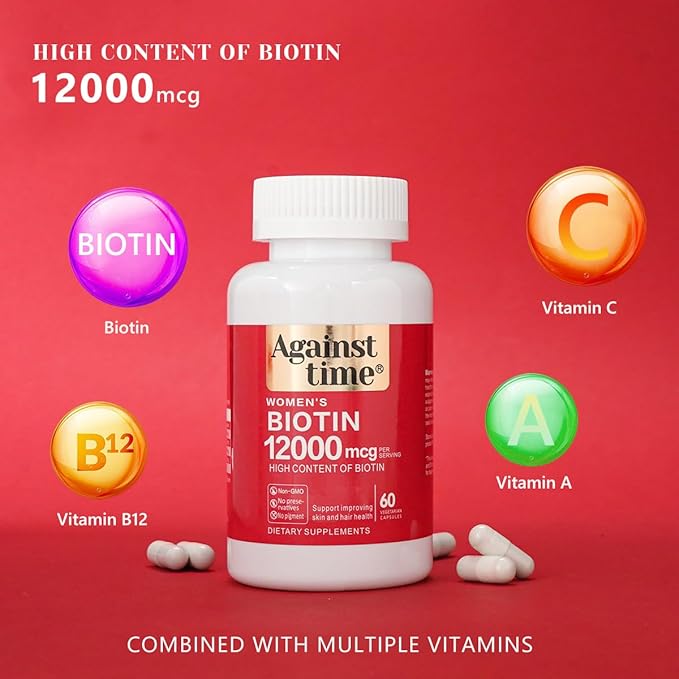 Biotin Supplement, 12,000 mcg, 60 Rapid Release Softgels, Supports Hair, Skin and Nails