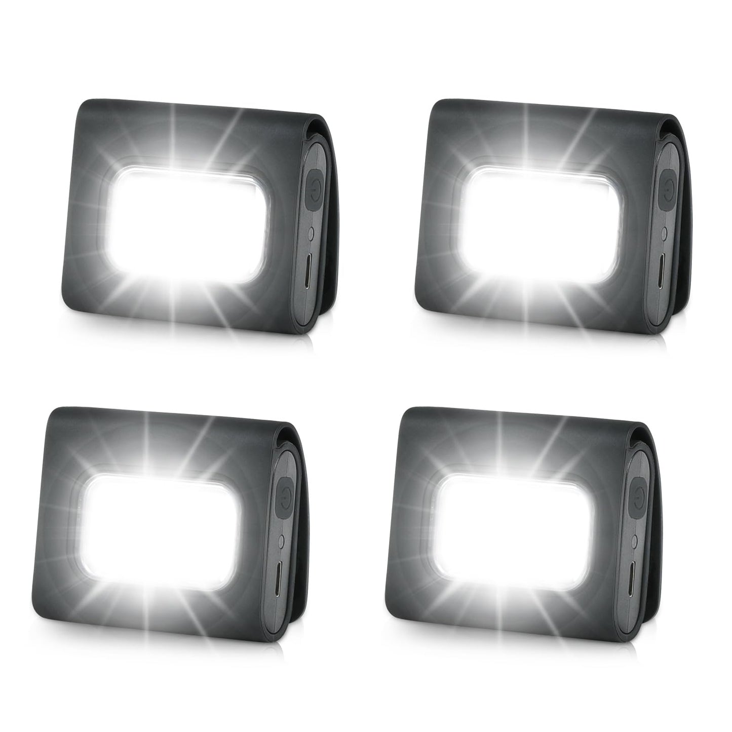 GOANDO Running Lights 4 Pack Safety Jogging LED Light for Runners and Joggers High Visibility Reflective Running Gear with USB Charging Line and Strong Magnetic Clip for Night Running Walking Hiking