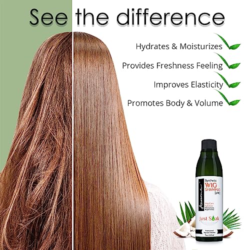 Awesome Synthetic Wig Shampoo, pH6, Detangle and Anti-Frizz, Adds Body & Volume, Hydrates & Moisturizes, Promotes Silkiness & Shine, Easy Combing, Contains Coconut Oil,7 fl oz