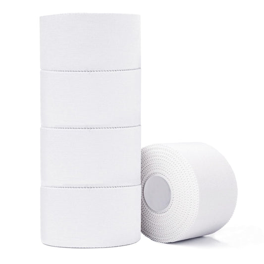 ADMITRY Athletic Tape,5 Pack White Sports Tape,Very Strong No Sticky Residue Wrist Ankle Tape for Gymnastics Boxing Lacrosse Climbing Hockey Bat Injuries Medical (1.5 Inches X 50 Yards)