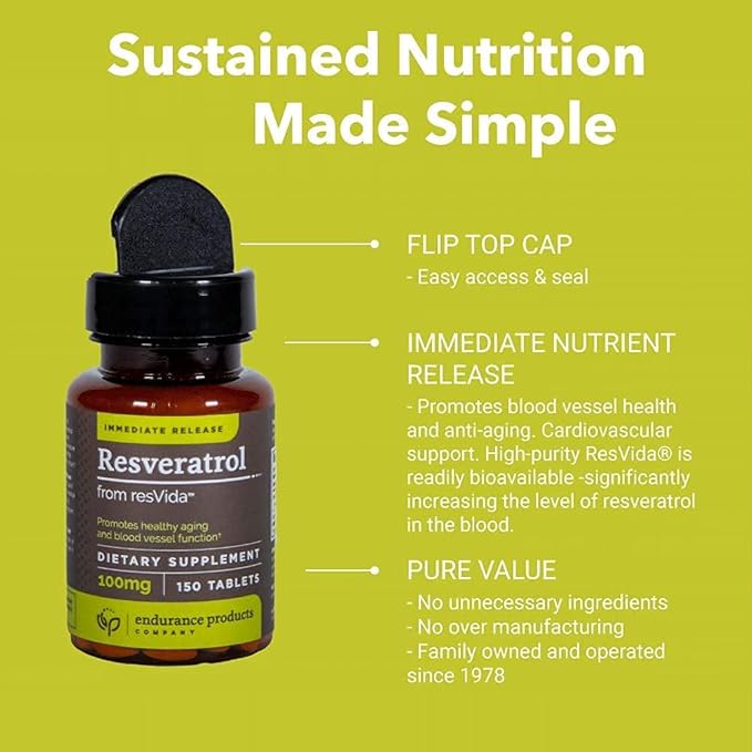 Resveratrol Supplement – Grape Skin Extract - 100mg Trans-Resveratrol Antioxidant and ENDUR-ACIN Niacin - Vitamin B3 Niacin 500mg Extended Release & Low-Flus