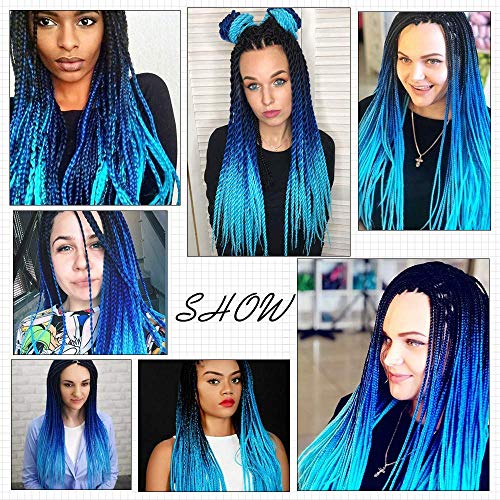Liang Dian Pre-Stretched Braiding Hair 22 inch 6 packs Hot Water Setting Synthetic Hair Crochet Braiding Hair Extension(mixed black/dark blue/light blue)