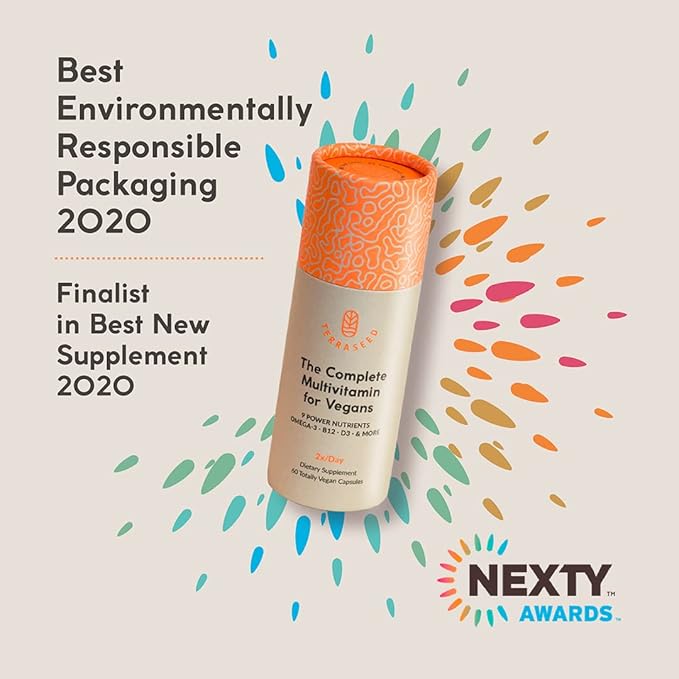 Complete Vegan Multivitamin with Iron, Omega 3, Vitamin D3, Folate, Zinc, Vitamin B12, & More - 100% Sustainable Vegan Vitamins - Non-GMO, Gluten Free, Made in The USA (30 Day Supply)