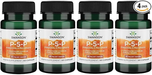 Swanson P-5-P (Pyridoxal-5-Phosphate) Coenzymated Vitaminb-6 20 Milligrams 60 Capsules (4 Pack)