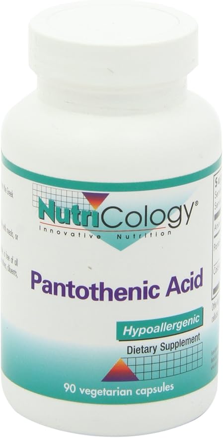 Nutricology Pantothenic Acid - Vitamin B5 for Men & Women, Calcium, 500mg Supplement, Pure, Organic, Vegetarian Capsules - 90 Count