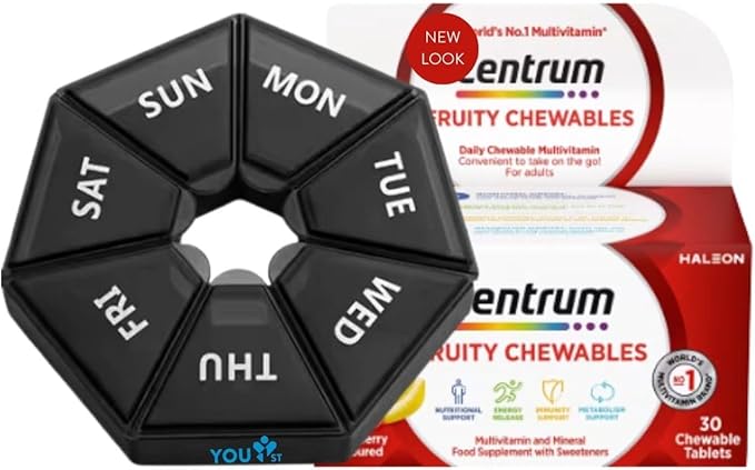 Fruity Chewables Tablets Pack of 30 Tablets Bundle Supplement Organizer