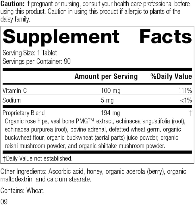 Standard Process Inc. C Synergy - Whole Food Immune Support and Antioxidant with Echinacea Purpurea, Rose HIPS, Shiitake, Reishi Mushroom Powder, Buckwheat, and Wheat Germ - 90 Tablets