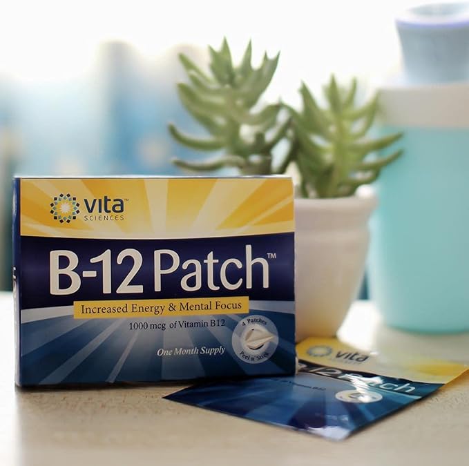 Vita Sciences Vitamin B12 Patch - Extra Strength Formula for Men and Women, 1 Month Supply. Boost Energy, Focus, Memory & Metabolism