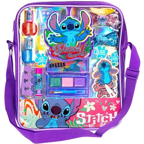 Disney Lilo and Stitch Makeup Filled Shoulder Bag Includes Lip Gloss, Nail Polish, Hair Bow & More! for Girls, Ideal for Ages 3 and Up Perfect for Parties & Makeovers by Townley Girl