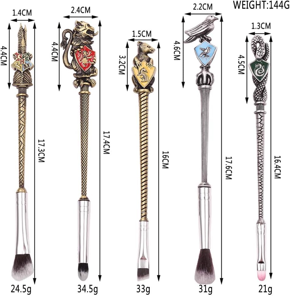 【2 Color Options】 Gifts Potter Metal Makeup Brushes Set Gifts Wi-zard Wand Makeup Brushes Set for Women Magic Eye Shadow Eyeliner Blending Lip Brush - Brushes Holder Pot Not Included