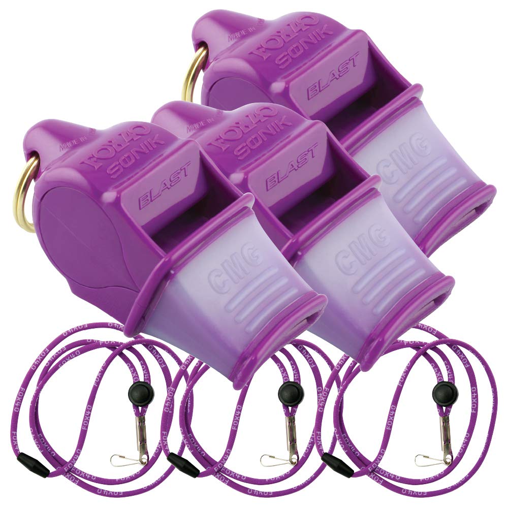 Fox 40 Sonik Blast CMG w/Breakaway Lanyard 3 Pack (Purple)