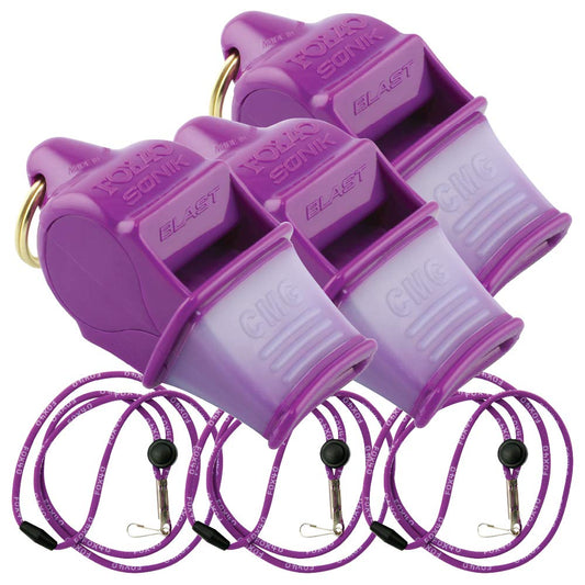 Fox 40 Sonik Blast CMG w/Breakaway Lanyard 3 Pack (Purple)