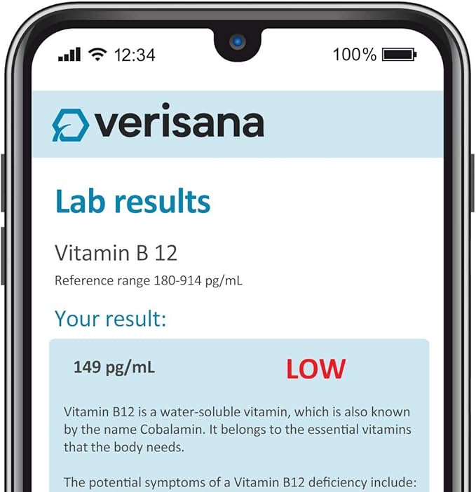 Verisana B Vitamins Test – Determine Your Vitamin B9 and B12 Values Easily & Conveniently from Home –Analysis by CLIA-Certified Lab