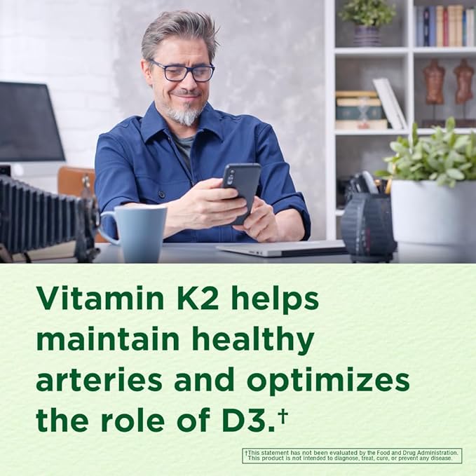 Vitamin D3 5000 IU + K2 100 mcg Immune Support Healthy Bone Teeth 60 Vegetable Capsules Supplement