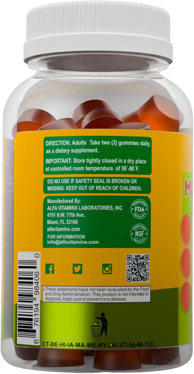 ALFA VITAMINS MultiVitamins for Adults Supports Cellular Energy Production - Essential Daily Vitamins & Minerals - Immune System Booster - Natural Orange Flavor (60 Gummies)
