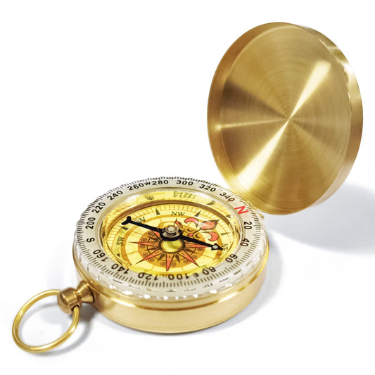 Bahfir Camping Survival Compass for Hiking, Pocket Compass for Kids, Glow in The Dark Compass for Camping Hunting, Outdoor Military Navigation Tool