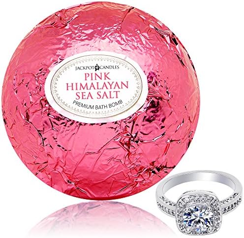 Bath Bomb with Surprise Size Ring Inside - Pink Himalayan Sea Salt Extra Large 10 oz. Bath Bombs with Jewelry - Hand Made in USA - Perfect for Spa & Bubble Bath. Great Gift for Birthday, Mothers Day