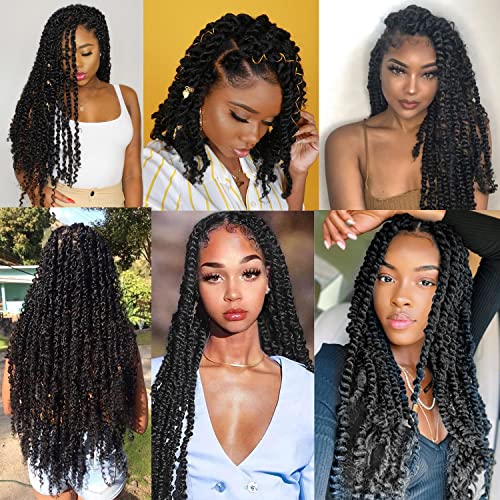 Ubeleco Passion Twist Hair 18 Inch 132 Strands Full Head Water Wave Crochet Hair Long Curly Braiding Hair Spring Twist Crochet Braids Hair Extensions for Black Women(18inch,1B)