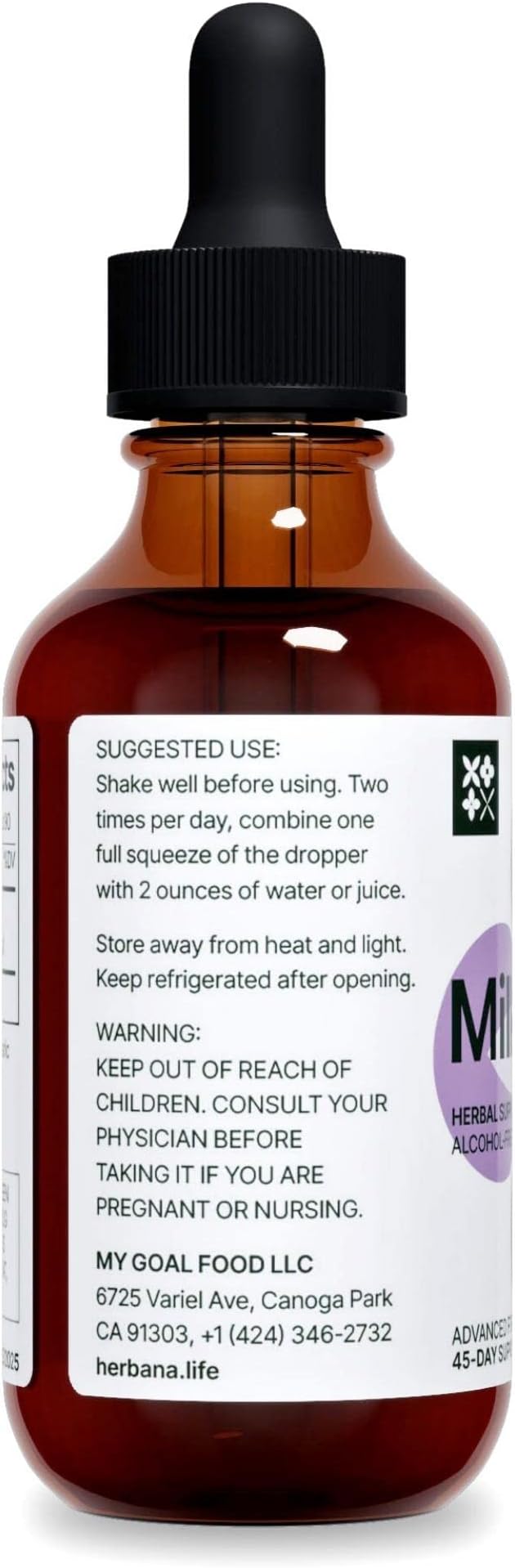 Milk Thistle 2 fl oz Liquid Extract - Natural Liver Support Drops - Cleanse and Detox Herbal Supplement - Silybum Marianum Tincture for Man & Woman - Family Size - High Potency - 45-Day Supply