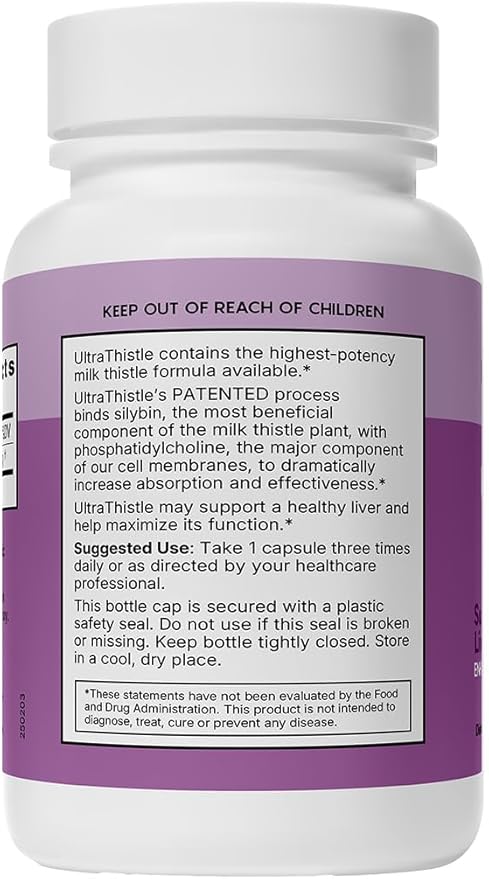 Natural Wellness UltraThistle® Advanced Milk Thistle Liver Support - 1080mg Silybin Phytosome Patented Formula (No Soy) - Herbal Liver Cleanse & Detox Supplement, 30-Day Supply Care