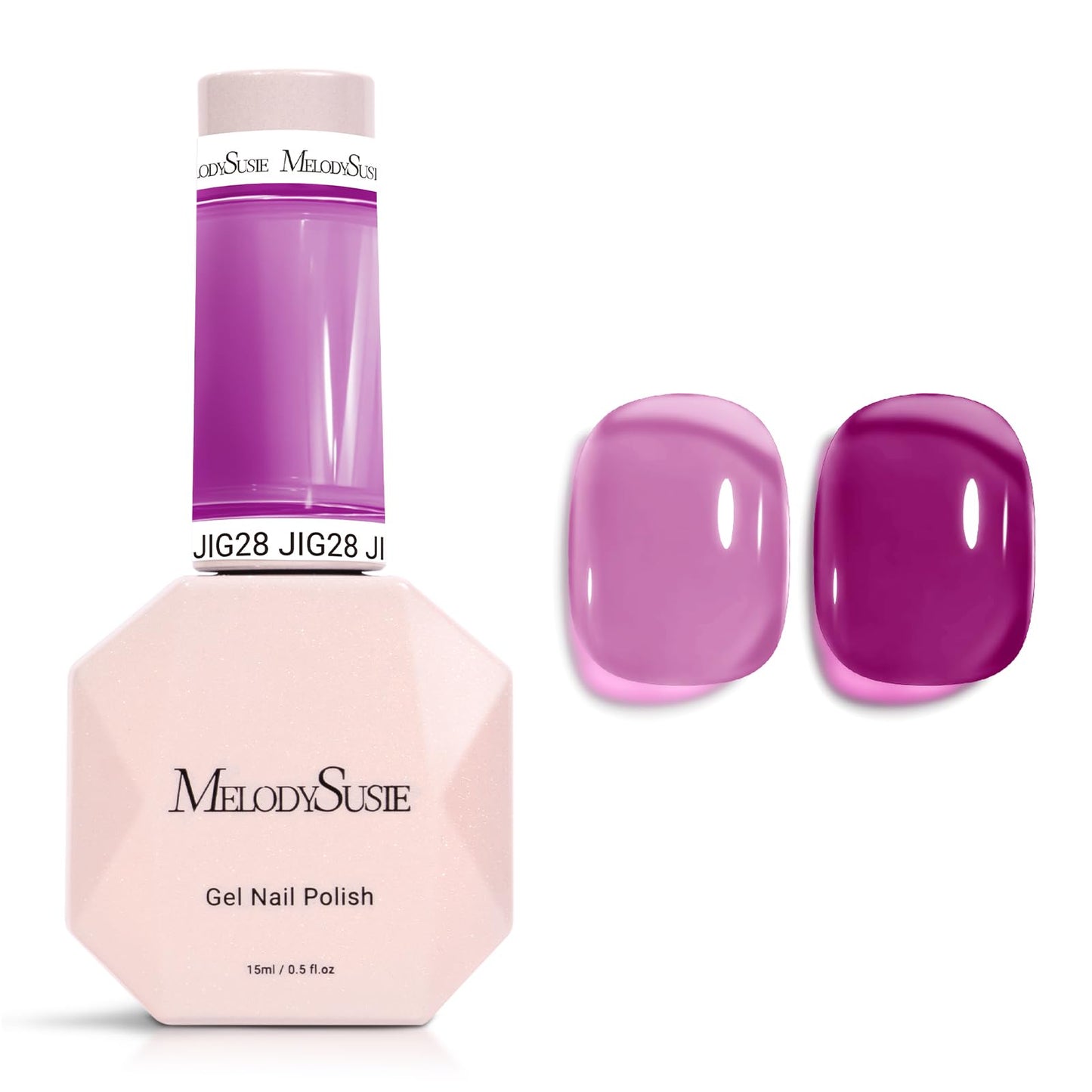 MelodySusie Jelly Purple Gel Polish, 0.5Fl.oz Jeweliver Jelly Gel Nail Polish Translucent Purple Deep Color Sheer Nails Soak Off UV LED Light Cure Gift for Women Nail Art Manicure JIG28