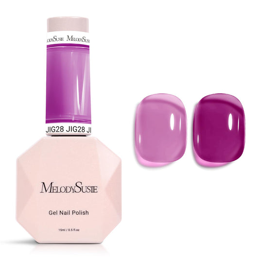 MelodySusie Jelly Purple Gel Polish, 0.5Fl.oz Jeweliver Jelly Gel Nail Polish Translucent Purple Deep Color Sheer Nails Soak Off UV LED Light Cure Gift for Women Nail Art Manicure JIG28