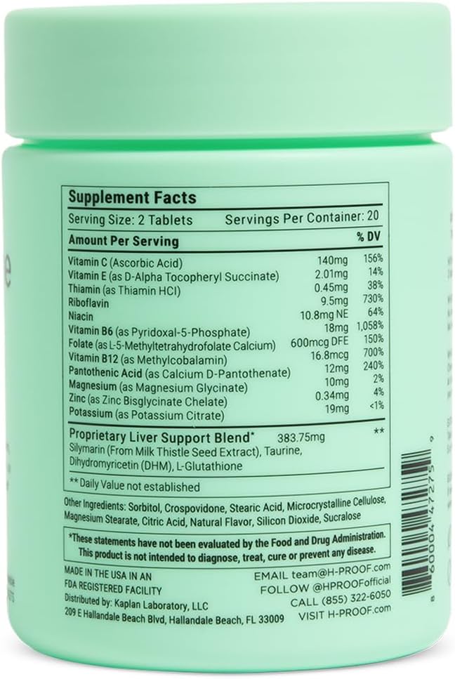 The Anytime You Drink Vitamin, Liver Health & Immunity Support with Electrolytes, Milk Thistle, and Vitamins B & C - 40 Chewable Tablets (20 Servings), Vegan, Black Cherry